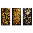 thumbnail image 2 of Designart "Golden Ornament Black Pattern III" Abstract Spirals Framed Wall Art Set Of 3 - Gold Transitional Frame Gallery Wall Set For Home Decor, 2 of 6