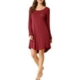 thumbnail image 5 of Unique Bargains Women’s Lounge Dress Pajama Round Neck Soft Sleepwear Nightgown, 5 of 6