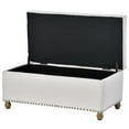thumbnail image 4 of Storage Bench Ottoman, Beige Upholstered Flip Top Entryway Bench with Button Tufted Top and Rubber Wood Legs, Footstools Easy to Assemble for Bedroom End of Bed Couch, LJ2244, 4 of 9
