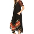 thumbnail image 3 of Sakkas Sara Batik CaftanTank Dress / Cover Up - Black / Red - One Size Regular, 3 of 6