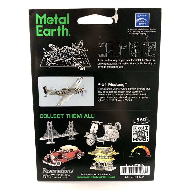 Metal Earth - 5061003 - Maquette 3D - Aviation - Mustang P-51 - 8,92 x 9,41 x 2,97 cm - 1 pièce Metal Earth - 5061003 - Maquette 3D - Aviation - Mustang P-51 - 8,92 x 9,41 x 2,97 cm - 1 pièce