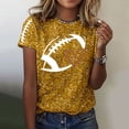 thumbnail image 2 of Women Game Day Tee Funny Football Glitter Print T-Shirt Casual Short Sleeve Tops 2025 Squad Sport Season Tops, 2 of 5