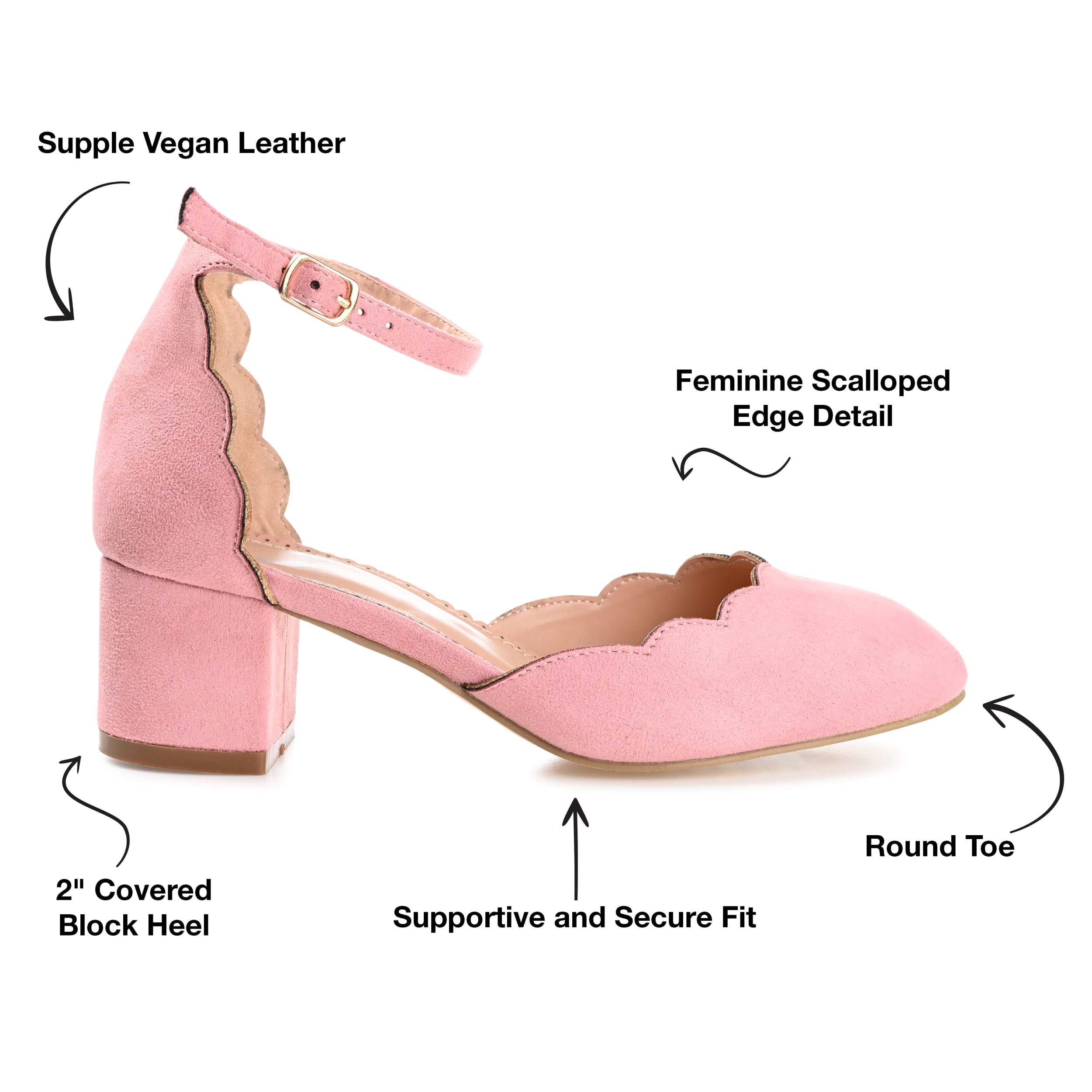 Journee Womens Edna Round Toe Low Block Heel Pumps, Widths Available
