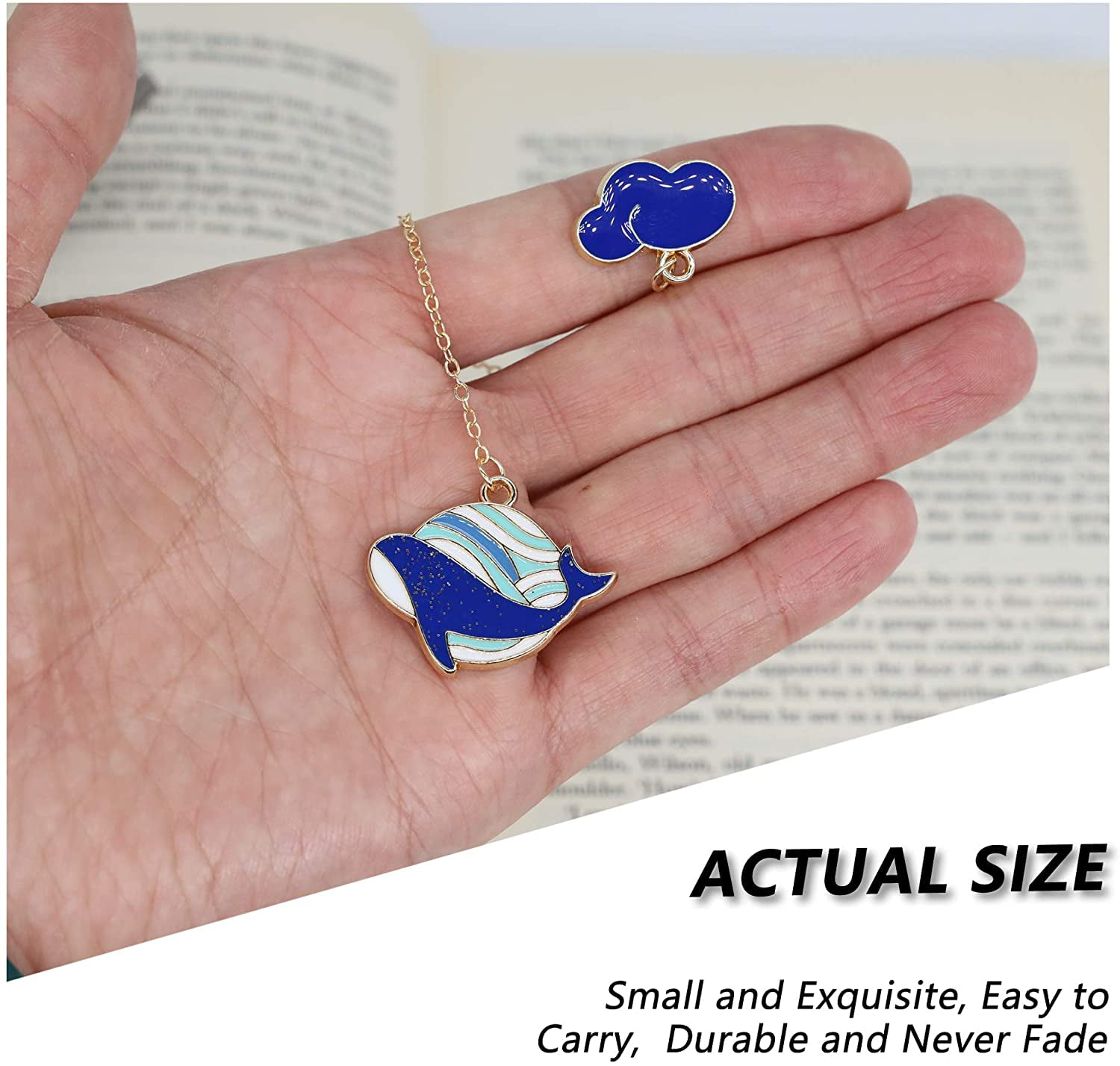 Exquisite Book Marker Will Help You Read Suitable Gift for Kid,Girl,Student. Blue Whale Metal Bookmark 4 pcs Bring Every Reader The Pleasure of Traveling The Page Unique Design Book Stopper 