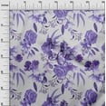 thumbnail image 2 of oneOone Cotton Poplin Twill Medium Purple Fabric Leaves & Rose Watercolor Quilting Supplies Print Sewing Fabric By The Yard 56 Inch Wide, 2 of 4