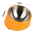 thumbnail image 2 of Raised Cat Food Bowls Tilted Stainless Steel Cat Dog Bowl Small Single Slanted Puppy Food Bowl Multicolor Non Slip Elevated Pet Feeder Anti Vomit Cat Dishes for Kitten Puppy Pet - orange, 2 of 5