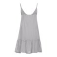 thumbnail image 5 of JUNWELL Robes d'Été pour les Femmes Boho Couleur Unie V Cou Spaghetti Sangle Mini Robe Décontractée Volants Ourlet Fluide Robe de Plage, 5 of 5