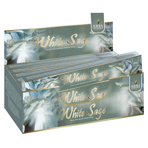 Soul Sticks White Sage | 12 Boxes of Hand Rolled Natural Incense Sticks for Space Clearing Smudging Removing Negative Energy | Bulk Incense