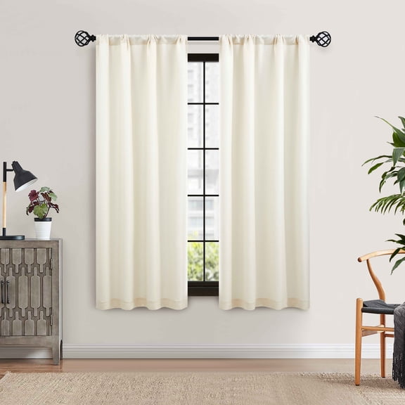 Mainstays Southport Textured Light Filtering Curtain Panel Pair, Set of 2, Ivory, 40"W x 63"L