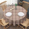 thumbnail image 3 of Beige Brown and Red Checkered Pattern Round Tablecloth 60"x60",Wrinkle Wipeable Table Cloth for Kitchen Dining Room Picnic Patio Party, 3 of 6
