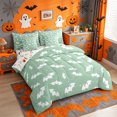 thumbnail image 2 of Homewish Happy Halloween Bat 7-Piece Twin Bedding,White Silhouette Dot Print Bedding Comforter Set,Mint Green,Halloween Reversible, 2 of 8