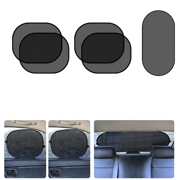 DUALFERV 5 Pcs Car Window Shades Side Mesh Covers UV Block Heat Insulation Sun Shade with 10 Suction Cups