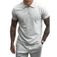 thumbnail image 3 of DYMADE Men Leisure Sports Suit Short Sleeved Lapel T-shirt Top And Capris 2 Piece Set, 3 of 4