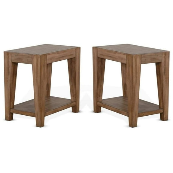 Home Square 25" Mid-Century Wood Chair Side Table in Taupe Brown - Set of 2