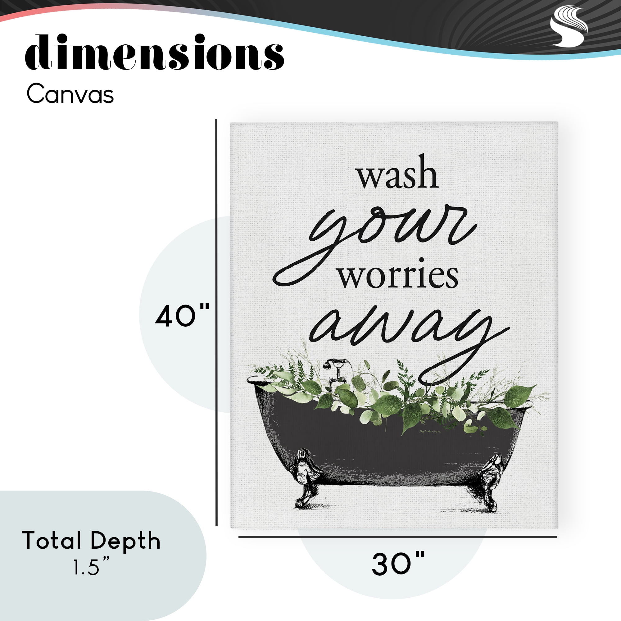 Wash Worries Away Herbs Canvas Wall Art, design by Lettered and Lined
