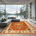 thumbnail image 2 of ODIKA 8'x10' Washable Area Rug Orange Rust Geometric Medallion Intricate Motif with Floral Accents for Living Room, Under Sectional, Family , Durable, Non-Slip, 2 of 7