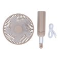 thumbnail image 1 of Ventilador portátil telescópico recargable por USB para oficina y exteriores, de pie o de mano, color marrón claro, 1 of 8