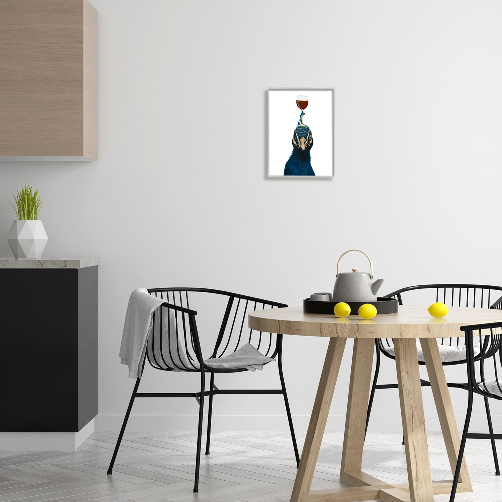 Stupell Industries Quirky Blue Peacock Balancing Wine Glass On Head, 11 x 14, Design by Coco de Paris