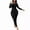Black, variant on UAMVSH Workout Two Piece Outfits for Women Crew Neck Long Sleeve Slim Fit Top High Waist Yoga Legging Pants Sets Skinny Sweatsuits(LargeBlack)