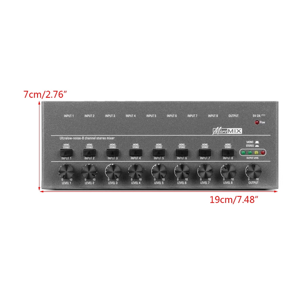 lanema Ultra-Low-Noise 8-Channel Line Mixer Mini Mixer Audio Type-C Powered Mixer for Electronic Instruments,Computers