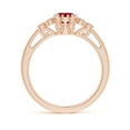 thumbnail image 2 of ANGARA Natural Aeon Vintage Style Oval 1 ct Ruby Solitaire Milgrain Engagement Ring with Trio Accents in 14K Rose Gold for Women (Size-7x5mm) | July Birthstone Jewelry for Her | Natural Ruby Rings, 2 of 10