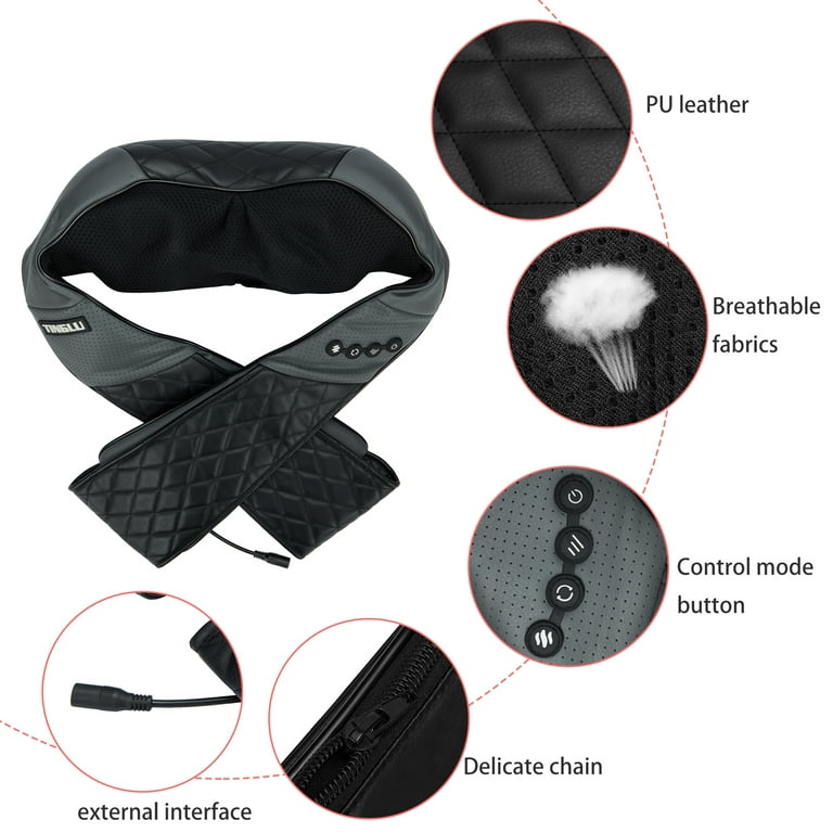 Shiatsu Kneading Deep Tissue Electric Massager Shawl With Heat For Neck  Shoulder Back Body (Wired) For Muscle Pain Relief Black Office Home Car 