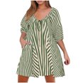 thumbnail image 4 of Bzhegqhd Woman Fashion Print Round Neck Drawstring Short Sleeve Pockets Jumpsuit, 4 of 7