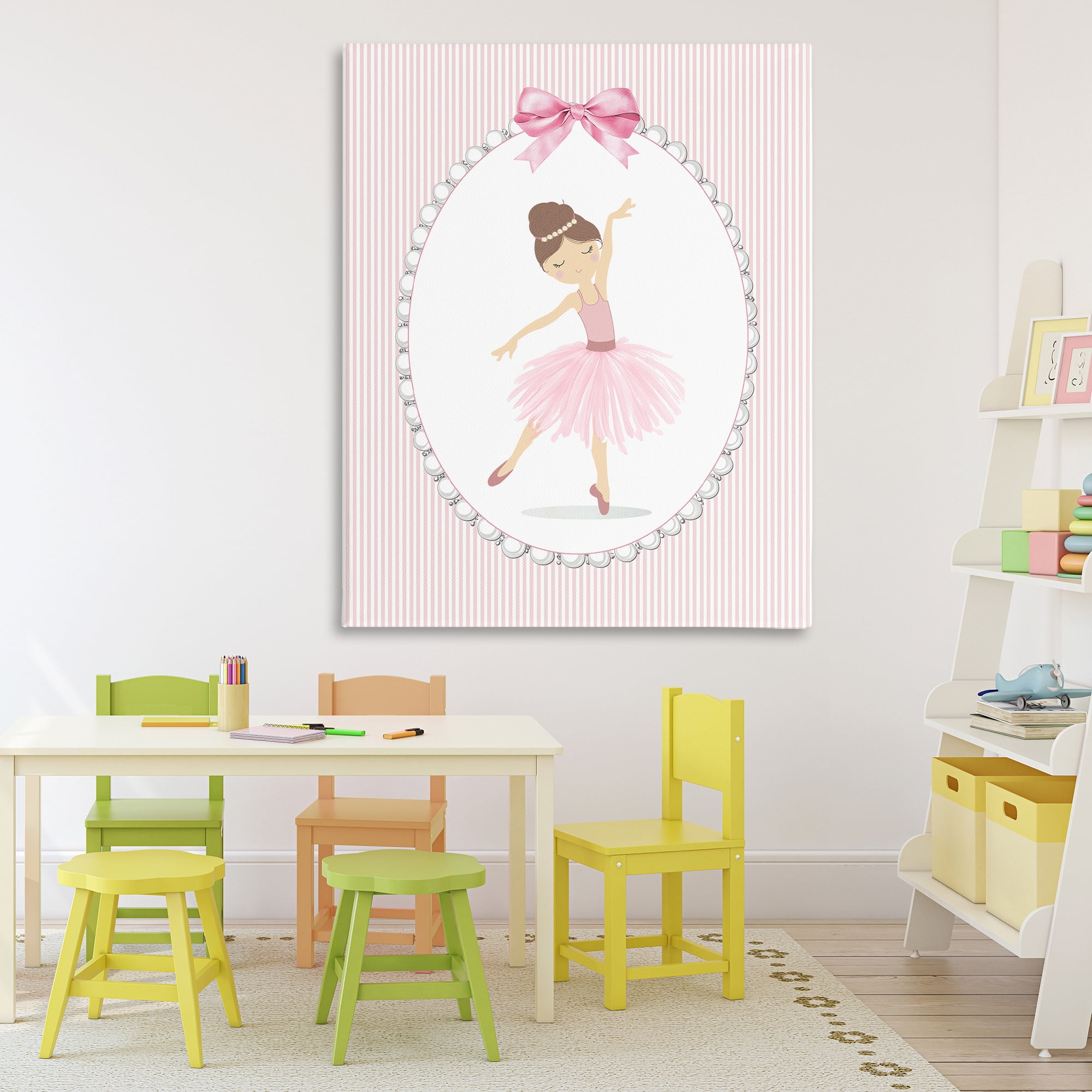 Stupell Industries Delicate Dance on Stripes Canvas Wall Art, design by Christine Simpson Art