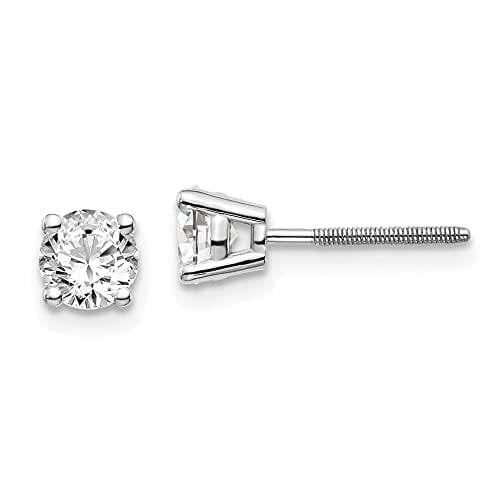 14K White Gold .75ct SI3 G-I Diamond Stud Thread On and Off Post Earrings