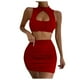 thumbnail image 1 of Conjunto de top corto con aberturas y falda para mujer: vestido ajustado sexy, poliéster y spandex, conjunto para salir de fiesta por la noche, 1 of 4