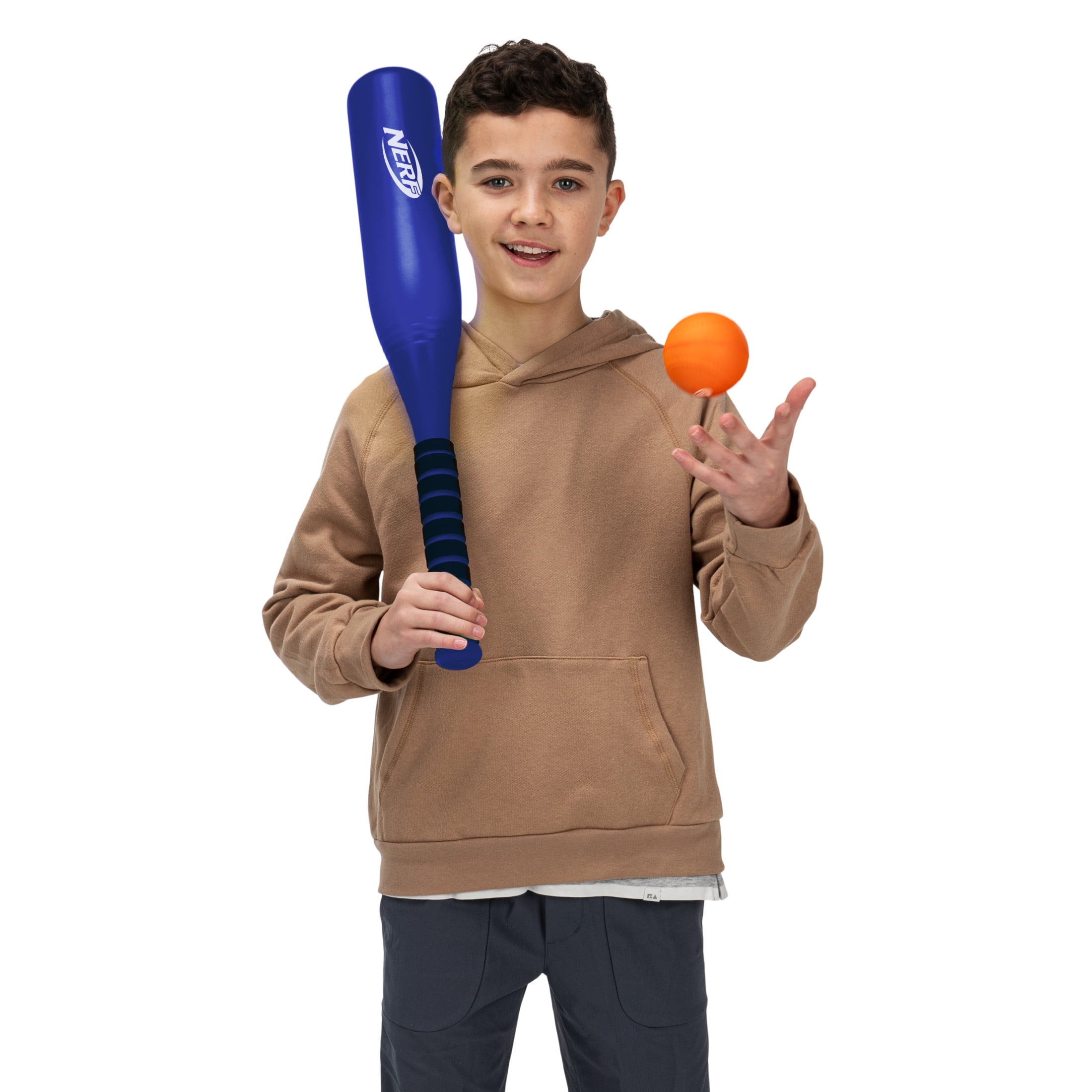 Nerf Airtee Kids Baseball Stomp Launcher Tee Set with 21 in Bat + Foam Balls