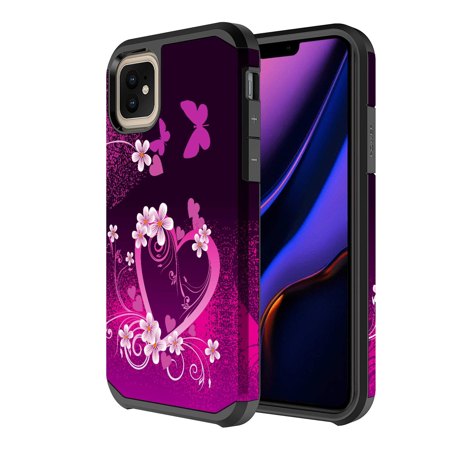 Iphone 11 Pro Max Case Cute Girls Women Dual Layer Heavy Duty Protective Phone Cover Case W Tempered Glass Screen Protector For Nbsp Apple Iphone 11 Pro Max 6 5inch Hot Pink Heart Walmart Com