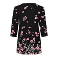 thumbnail image 4 of 3/4 Sleeve Blouses for Women Vintage Floral Print Shirt Quarter Zip Mock Neck Top Dressy Casual Summer Outfits Blusas Elegantes Para Mujer, 4 of 5