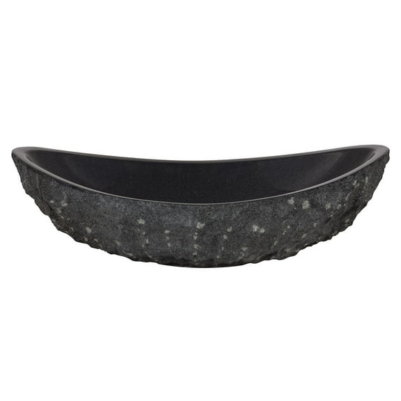 Miseno Mnoas Natural Stone 20" Oval Granite Vessel Bathroom Sink - Black