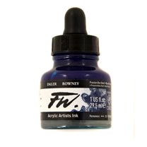 Daler-Rowney FW Acrylic Artists Ink, 1 oz. Dropper-Top Bottle, Prussian Blue Hue