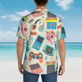 thumbnail image 6 of Balery Playing Video Games Print Men's Hawaiian Shirts Short Sleeve Beach Shirt Relaxed Fit Vacation Button Down Shirts-Large, 6 of 9