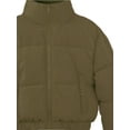 thumbnail image 3 of A2Y Women's Cropped Zipper Puffer Jacket Olive M, 3 of 4