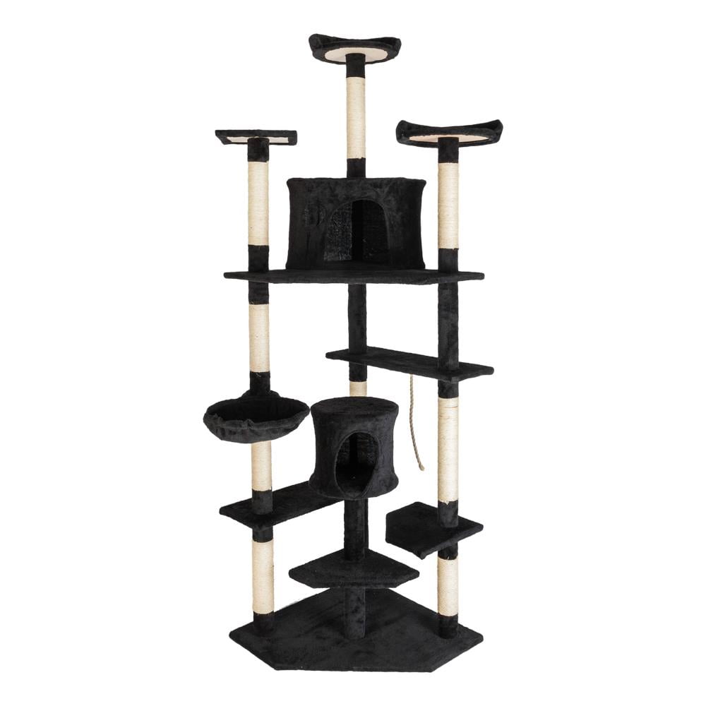 Zimtown 80 in Cat Tree Tower Kitten Activity Condo,Black