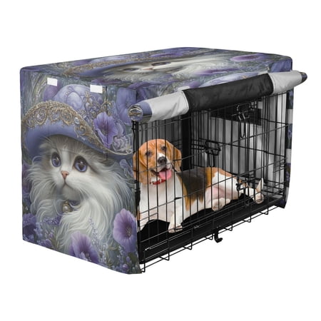 Qxltty Gorgeous Persian Cat Crate Cover Durable Oxford Cloth Pet Kennel Sunshade Universal Fit for 53in Wire Cage