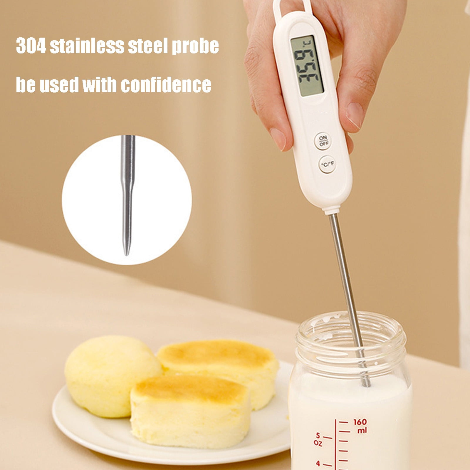 Yunuuuoa 5 Packs Digital Food Thermometer Instant Read Fast Accurate Kitchen Cooking Meat Probe Thermometer for Grilling Baking BBQ Candy Making with LCD Display