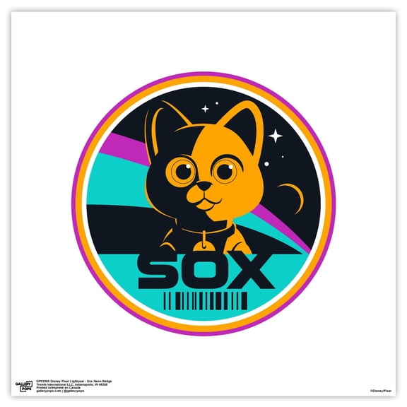 Gallery Pops Disney Pixar Lightyear - SOX Neon Badge Wall Art, Unframed Version, 12" x 12"