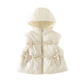 thumbnail image 2 of YUANxueke Girls Puffer Vest Bowknot Trim Lightweight Sleeveless Hooded Jackets Fashion Cute Vests Quilted Coat,White,3 Years, 2 of 8