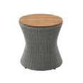 thumbnail image 3 of Christopher Knight Home 17.5" Round Outdoor Patio Side Table with Wood Top, Wicker Base, Gray + Natural, 3 of 10