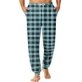 thumbnail image 2 of Domuza Pajamas for Men Pants Plaid Loose Comfy Elastic Drawstring Jogger Pj Pants Lightweight Casual Soft Lounge Pjs Trousers with Pockets Cyan M, 2 of 9