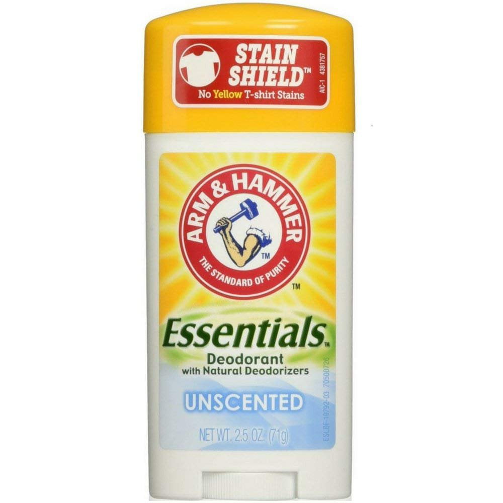 Arm & Hammer Essentials Natural Deodorant, Unscented 2.5 oz (Pack of 5)