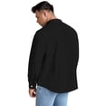thumbnail image 4 of Htwon Mens long sleeve shirts Men's Stand Button-up Collar Linen Men Casual Shirt Solid Tops, 4 of 22