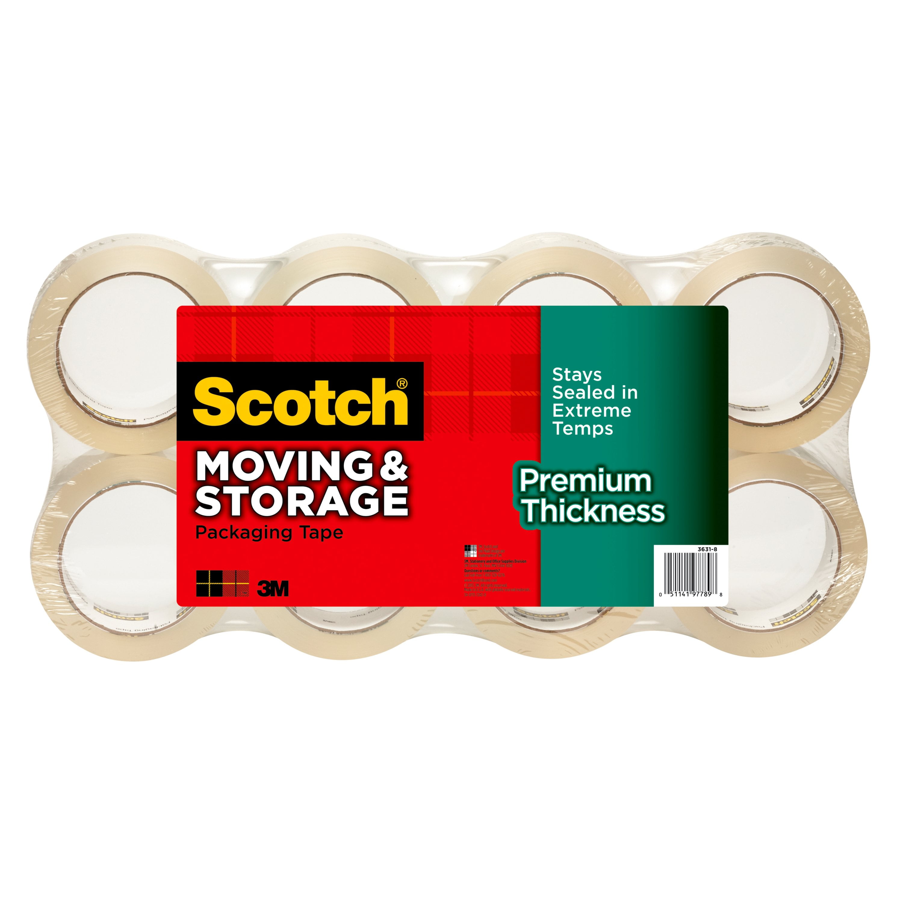 Scotch Moving & Storage Package Tape, Beige, 1.88 in. x 60 yd., 8 Rls