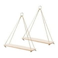 thumbnail image 1 of 2 Pcs Creative Flower Pot Storage Rack Hanging Rope Shelf Wooden Basket Wall Ornaments(Small Size), 1 of 10