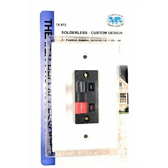 Speaker Wall Plate (White) for Single Speaker Push Release Quick TERMINALS RED & Black PHILMORE 75-672