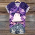 thumbnail image 2 of Women Fashion V Neck Short Sleeve Halloween Graphic T Shirt Short Sleeve Shirt Casual Tops, 2 of 4